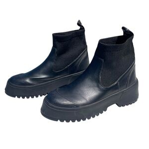 ZARA TRF platform sock ankle boots lug soles black size 10